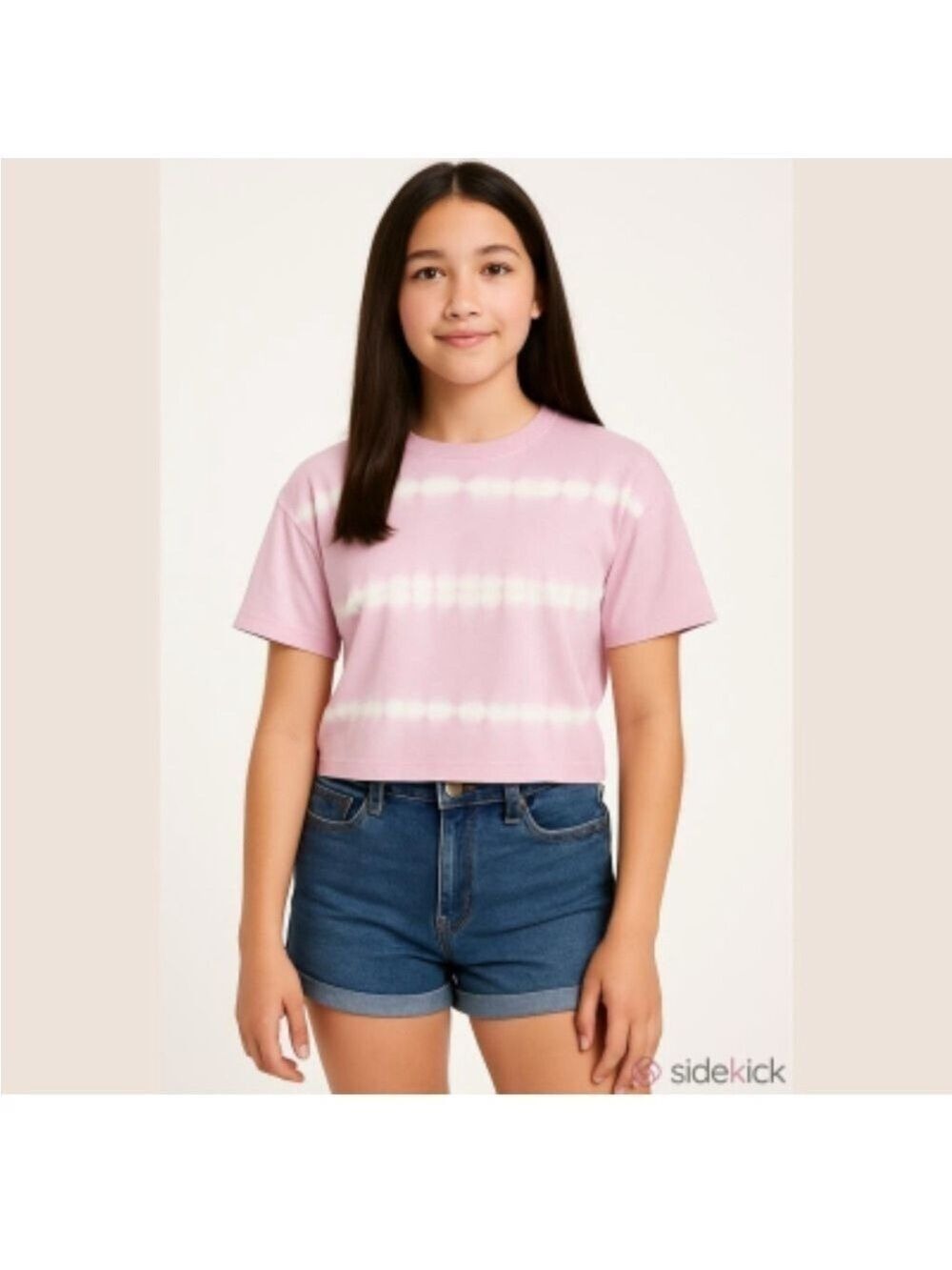 SO cropped short sleeve tee Woman’s Juniors XXL pink & white tie dye